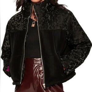 Black Camo Bomber Jacket w/ Hot Pink Lining